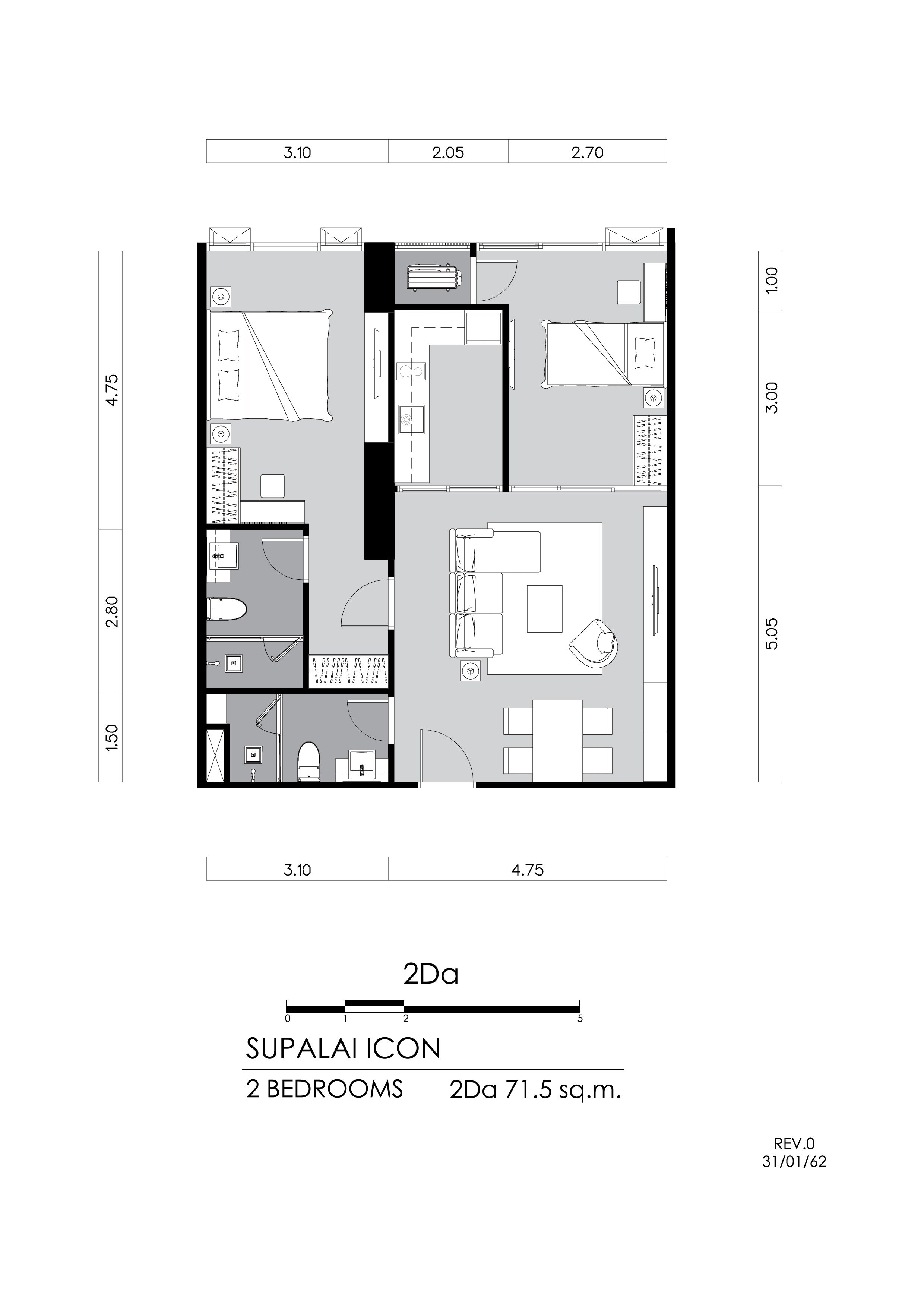 [SI-138] Supalai Icon Sathorn (ศุภาลัย ไอคอน สาทร) : ขายคอนโดมิเนียม 2 ห้องนอน ใกล้สีลม ห้องสวย น่าลงทุน