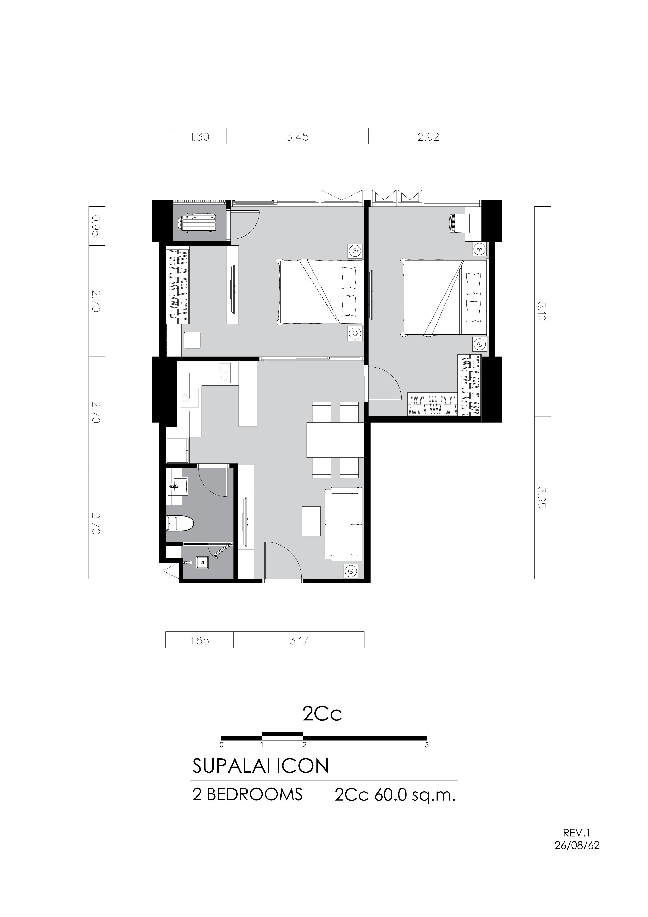 [SI-139] Supalai Icon Sathorn (ศุภาลัย ไอคอน สาทร) : ขายคอนโดมิเนียม 2 ห้องนอน ใกล้สีลม คอนโดสวย ส่วนกลางดี