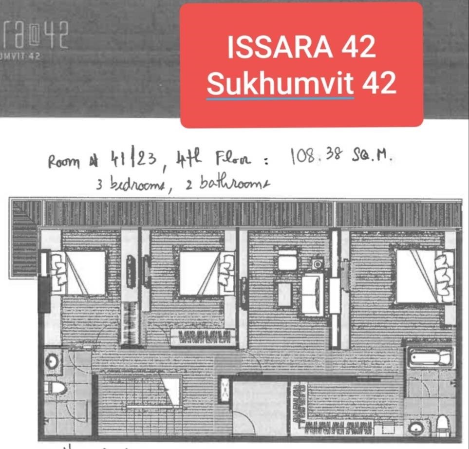 [SUE-64] Issara @ 42 Sukhumvit Condominium (อิสสระ แอท 42 สุขุมวิท คอนโดมิเนียม) : คอนโดมิเนียมให้เช่า 3 ห้องนอน ใกล้เอกมัย คอนโดให้เช่า ติดต่อเพื่อขอชมห้องได้ วันนี้